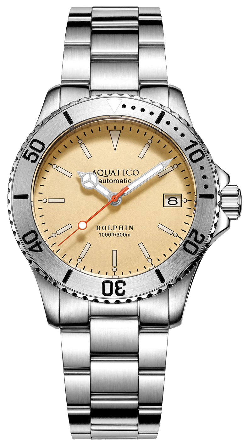 Aquatico Dolphin 39mm Automatic Dive Watch Bright Yellow