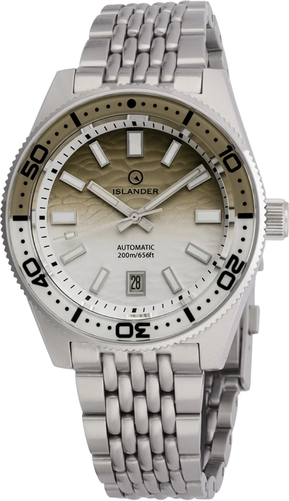 Islander Watch Northport Hi-Beat Automatic Kahki to White Ripple Dial #ISL-361