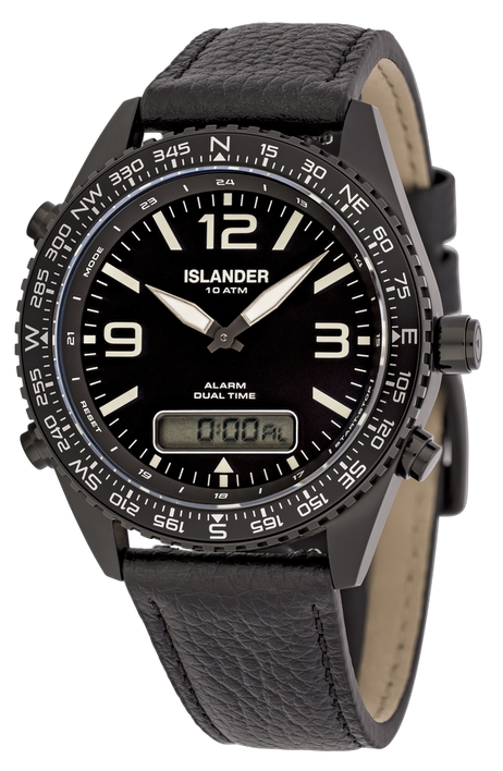 Islander Watch Rocky Point Analog-Digital Black Dial PVD #ISL-331