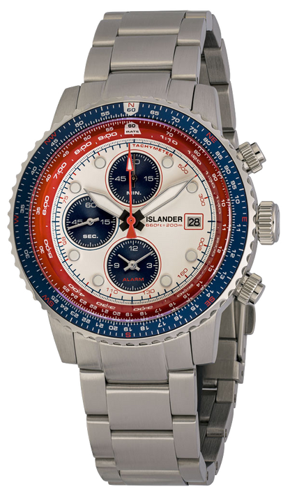Islander Watch Calverton Flight Chronograph Alarm White #ISL-324