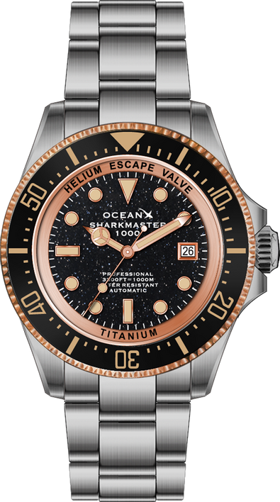 OceanX Sharkmaster 1000 Titanium SMTi1001 Black Gold Sand Stone Limited Edition
