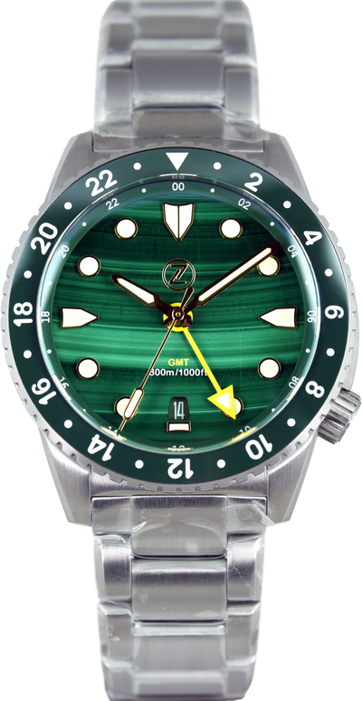 Zelos Mako GMT Malachite Timekeepers Edition (Pre-owned)