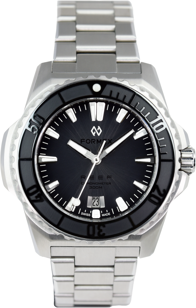 Formex REEF Automatic Chronometer 300m Silver Black Steel (Pre-owned)