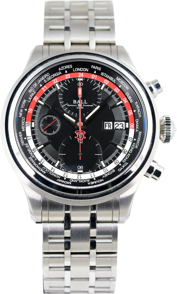 Ball Trainmaster WorldTime Chronograph CM2052D-S1J-BKRD (Pre-owned)