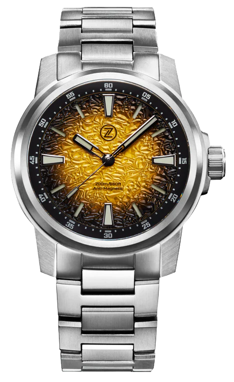 Zelos Aurora Field 42mm Ti Hammered Yellow
