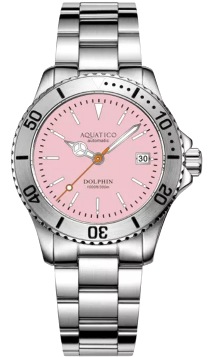 Aquatico Dolphin 39mm Automatic Dive Watch Pink