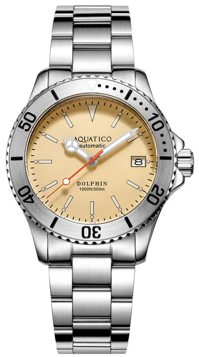 Aquatico Dolphin 39mm Automatic Dive Watch Bright Yellow