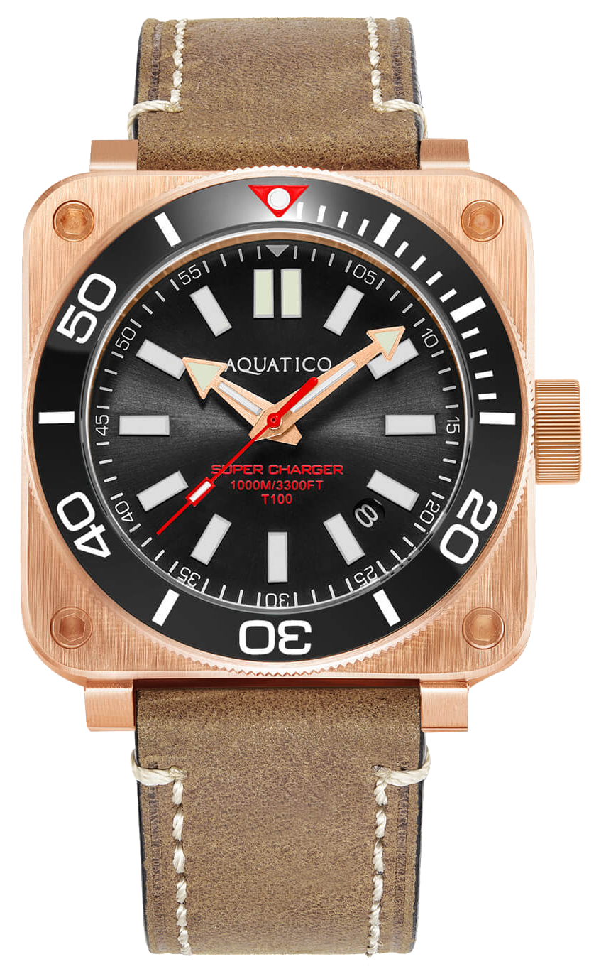 Aquatico Super Charger Bronze Black Ceramic Bezel