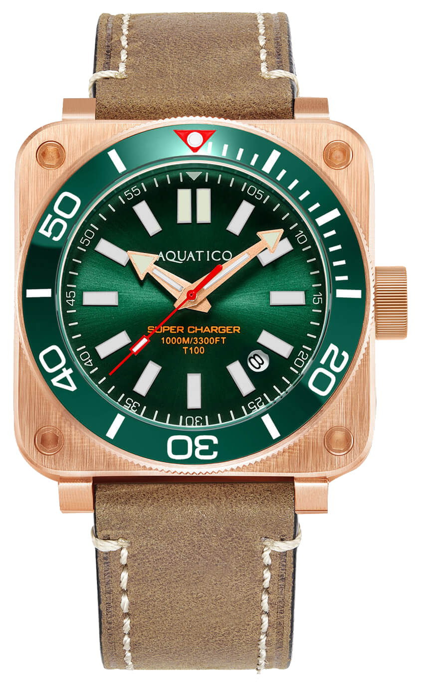 Aquatico Super Charger Bronze Green Ceramic Bezel SW200