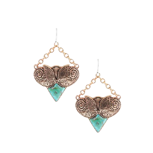 Barse Art Deco Turquoise Copper Chain Earring