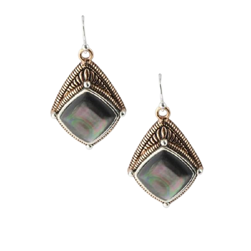 Barse Copper and Black Mother of Pearl Earring