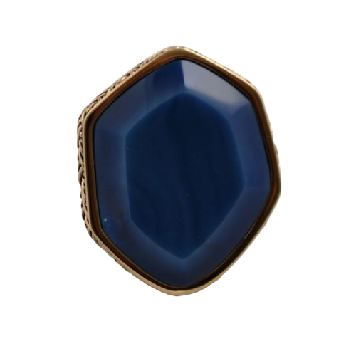 Barse Hammered Bronze Statement Ring - Blue Agate