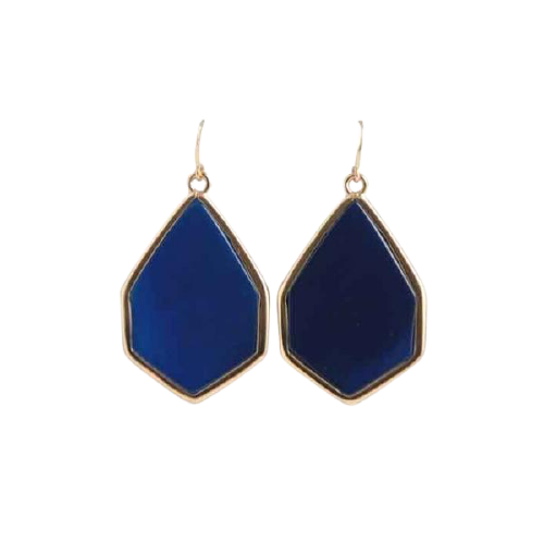 Barse Hexagonal Statement Earring-Blue Agate