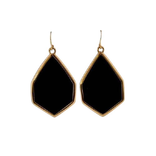 Barse Hexagonal Statement Earring-Onyx
