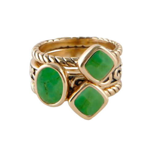 Barse Multi-Shape Lime Turquoise Trio Ring