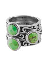 Barse Round Lime Turquoise Triple Ring Silver