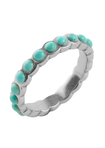 Barse Single Turquoise Band Stack Ring Silver