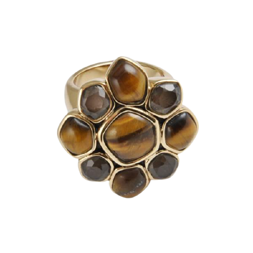 Barse Tiger Eye Flower Ring