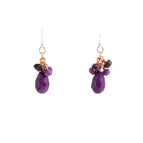 Barse Violet Bouquet Cluster Earring