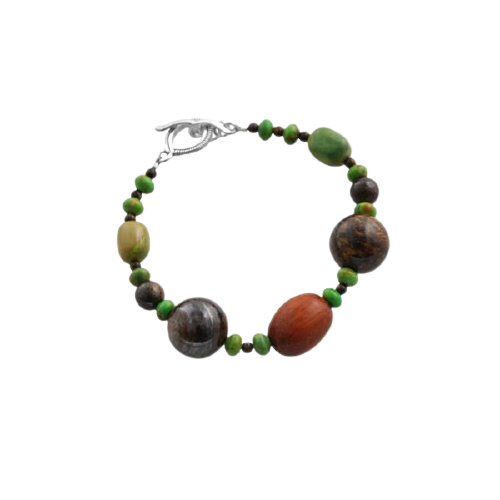 Barse Wood and Natural Stone Bracelet