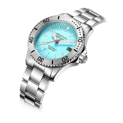 Aquatico Dolphin 39mm Automatic Dive Watch Bright Blue
