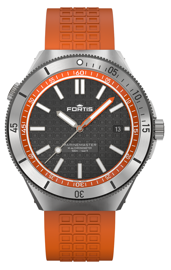 Fortis Marinemaster M-44 COSC Amber Orange Horizon Strap