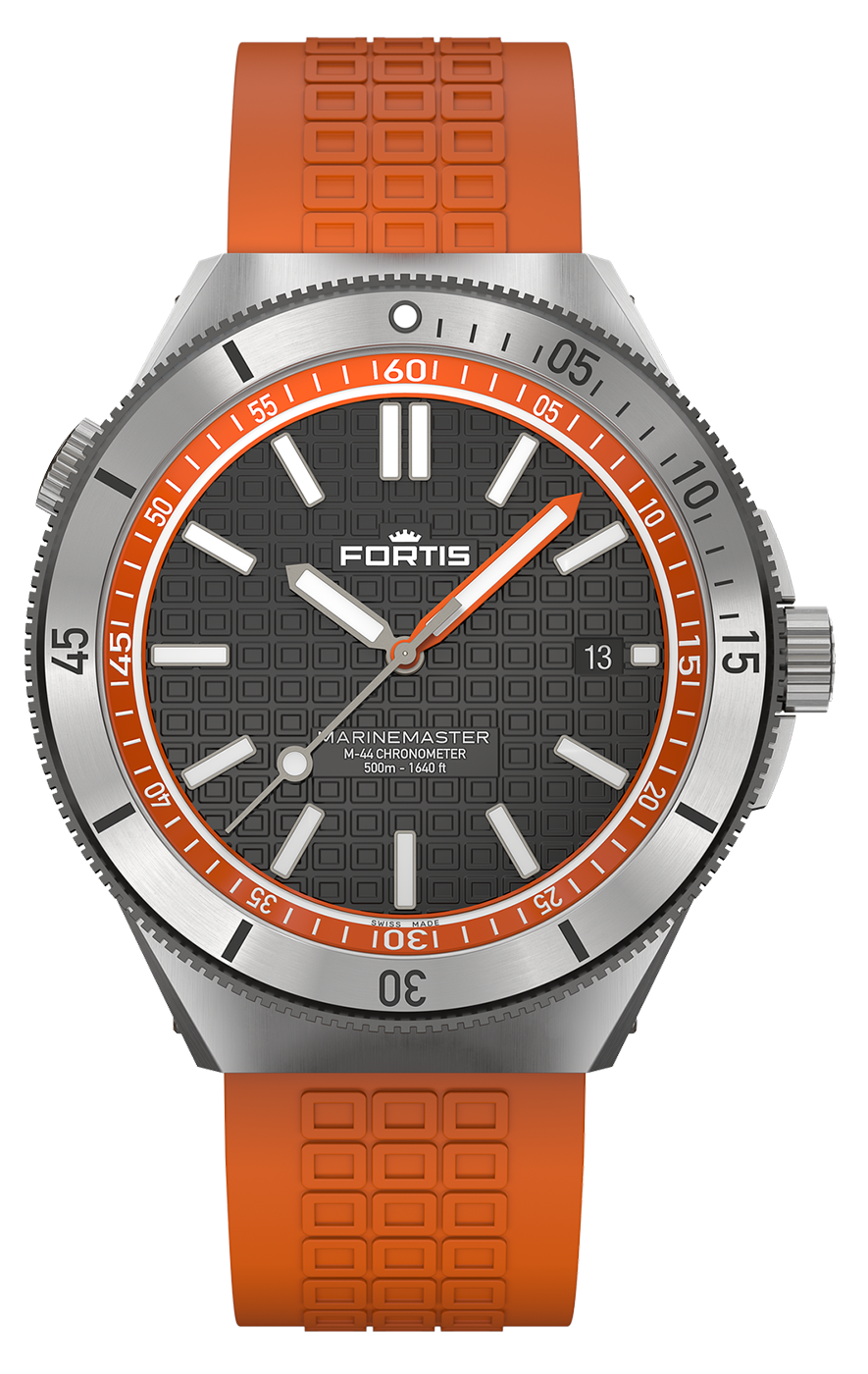 Fortis Marinemaster M-44 COSC Amber Orange Horizon Strap