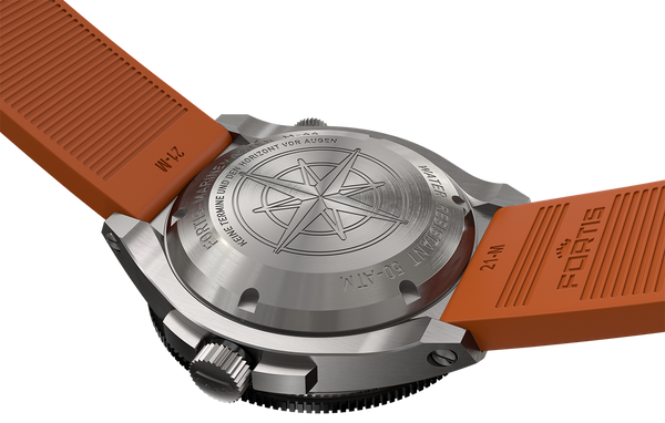 Fortis Marinemaster M-44 COSC Amber Orange Horizon Strap