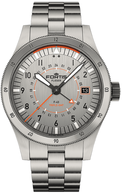 Fortis Flieger F-43 Triple-GMT Titanium Orange