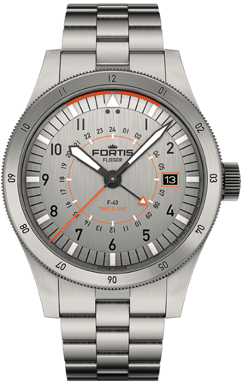 Fortis Flieger F-43 Triple-GMT Titanium Orange