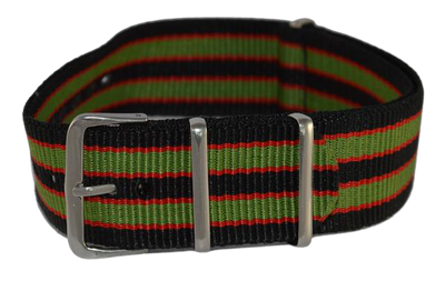 Nylon bandje zwart, rood en groen