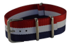 Nylon bandje rood, wit en navy Premium