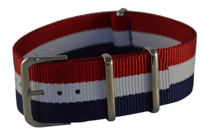 Nylon bandje rood, wit en navy Premium