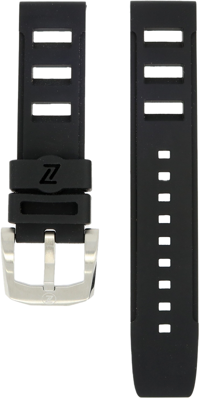 Zelos Black Rubber Strap 22mm