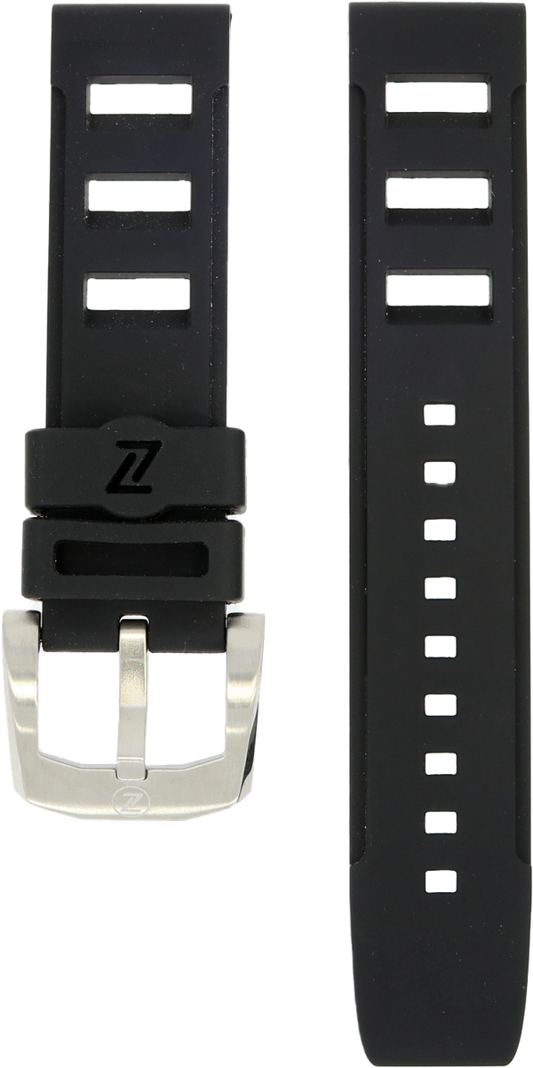 Zelos Black Rubber Strap 22mm