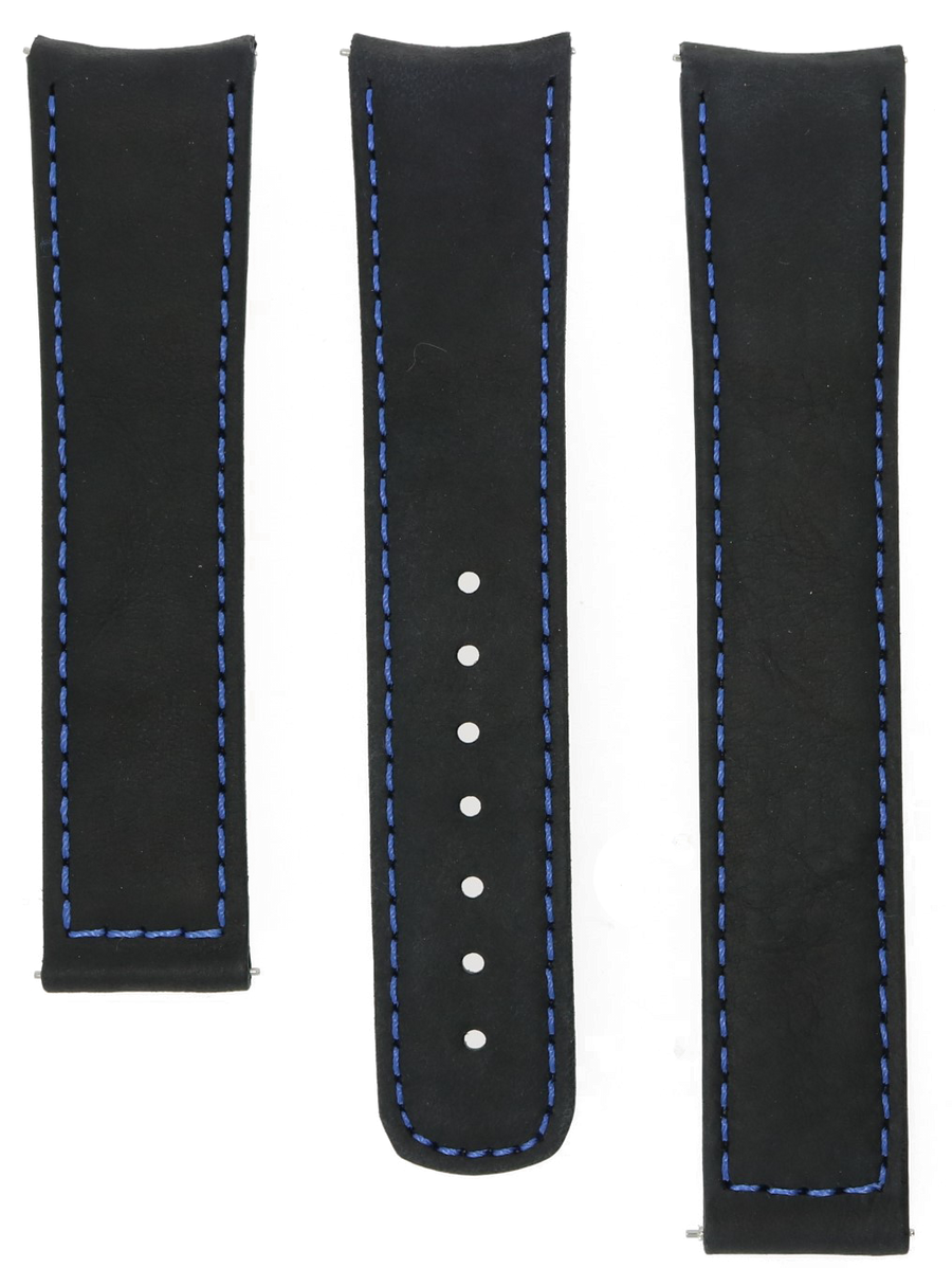 Formex Essence Deployant Black/Blue Leather Strap 22mm