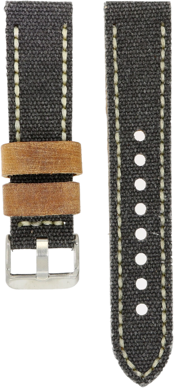 Zelos Grey Leather Canvas Strap 22mm SeriousWatches.eu