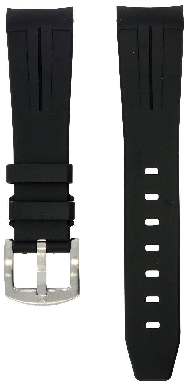 NTH Black Curved-End Viton Rubber Strap 22mm