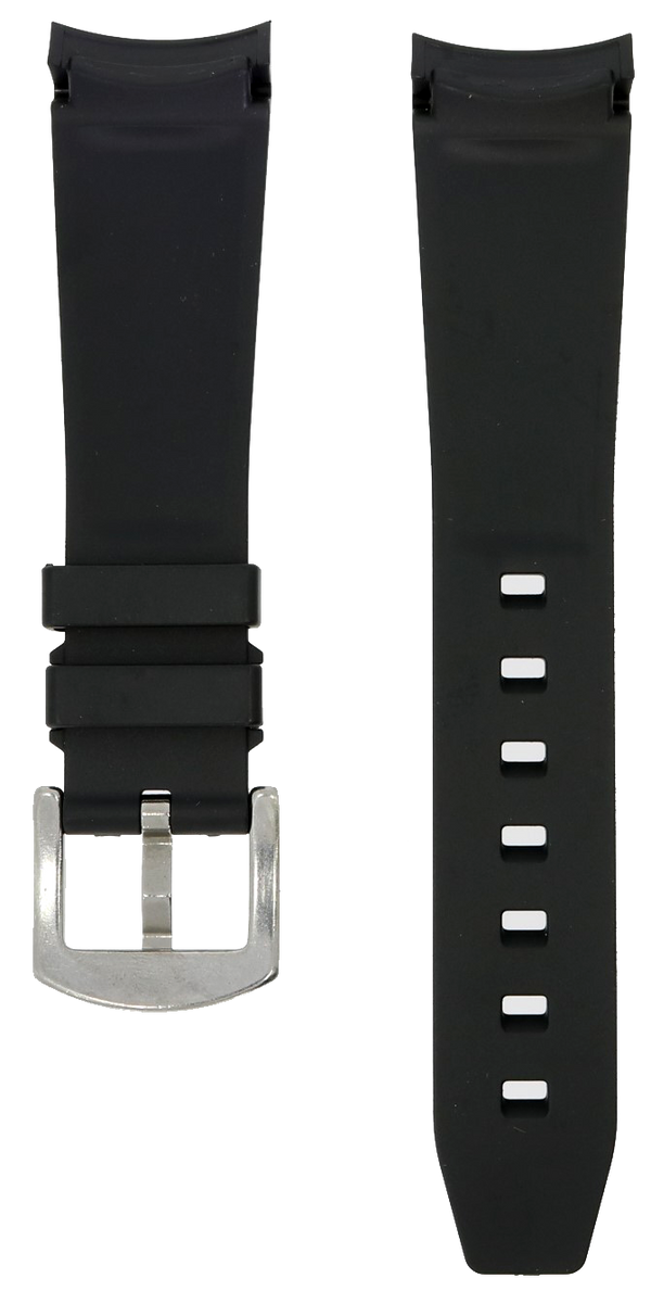 NTH Black Curved-End Viton Rubber Strap 22mm