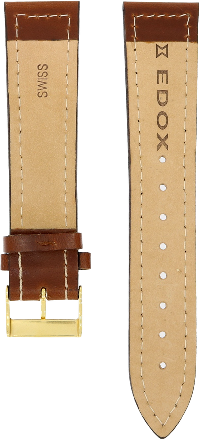 Edox Brown Leather Strap PVD Clasp 23mm