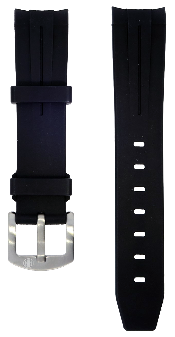 NTH Black Curved-End Viton Rubber Strap 20mm
