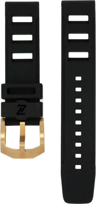 Zelos Black Rubber Strap 22mm Bronze Clasp