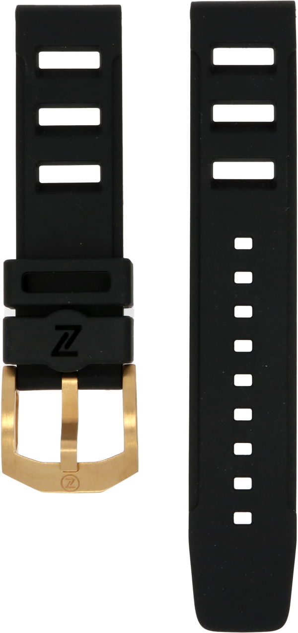 Zelos Black Rubber Strap 22mm Bronze Clasp