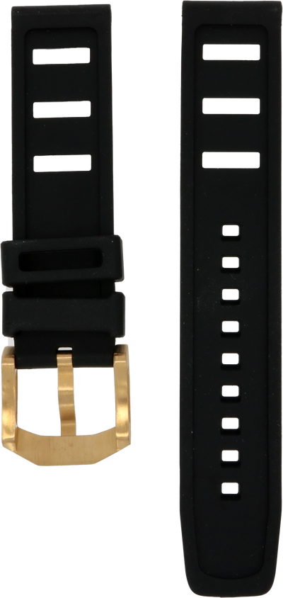 Zelos Black Rubber Strap 22mm Bronze Clasp