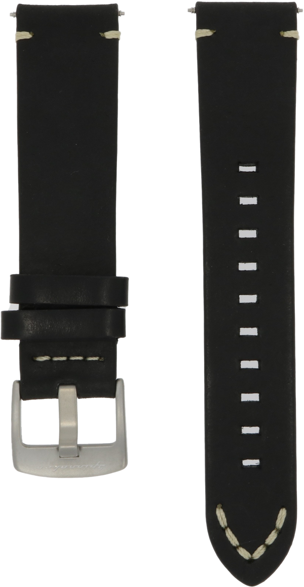 Spinnaker Black Water Resistant Leather Strap 22mm