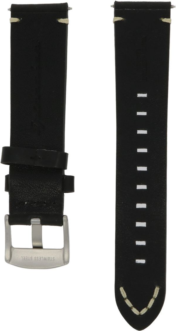Spinnaker Black Water Resistant Leather Strap 22mm