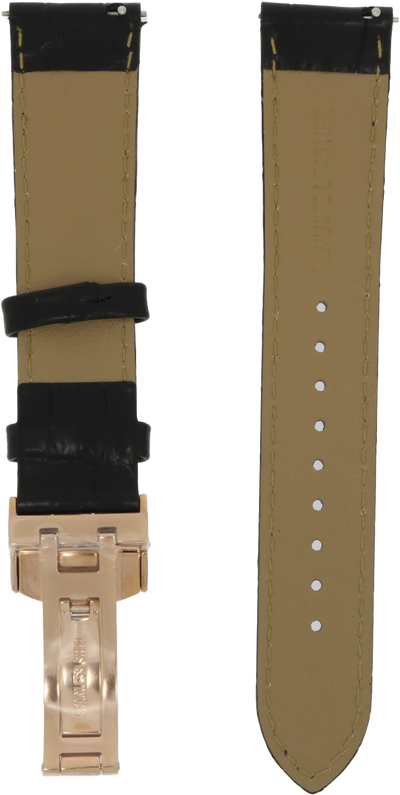 Zelos Black Leather Strap 20mm RGP Deployant Clasp