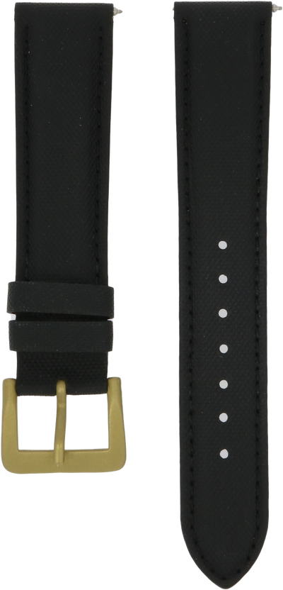 Ventus Black Leather Canvas Strap 20mm Brass Clasp