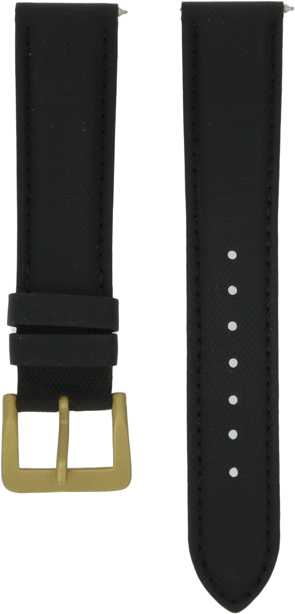 Ventus Black Leather Canvas Strap 20mm Brass Clasp