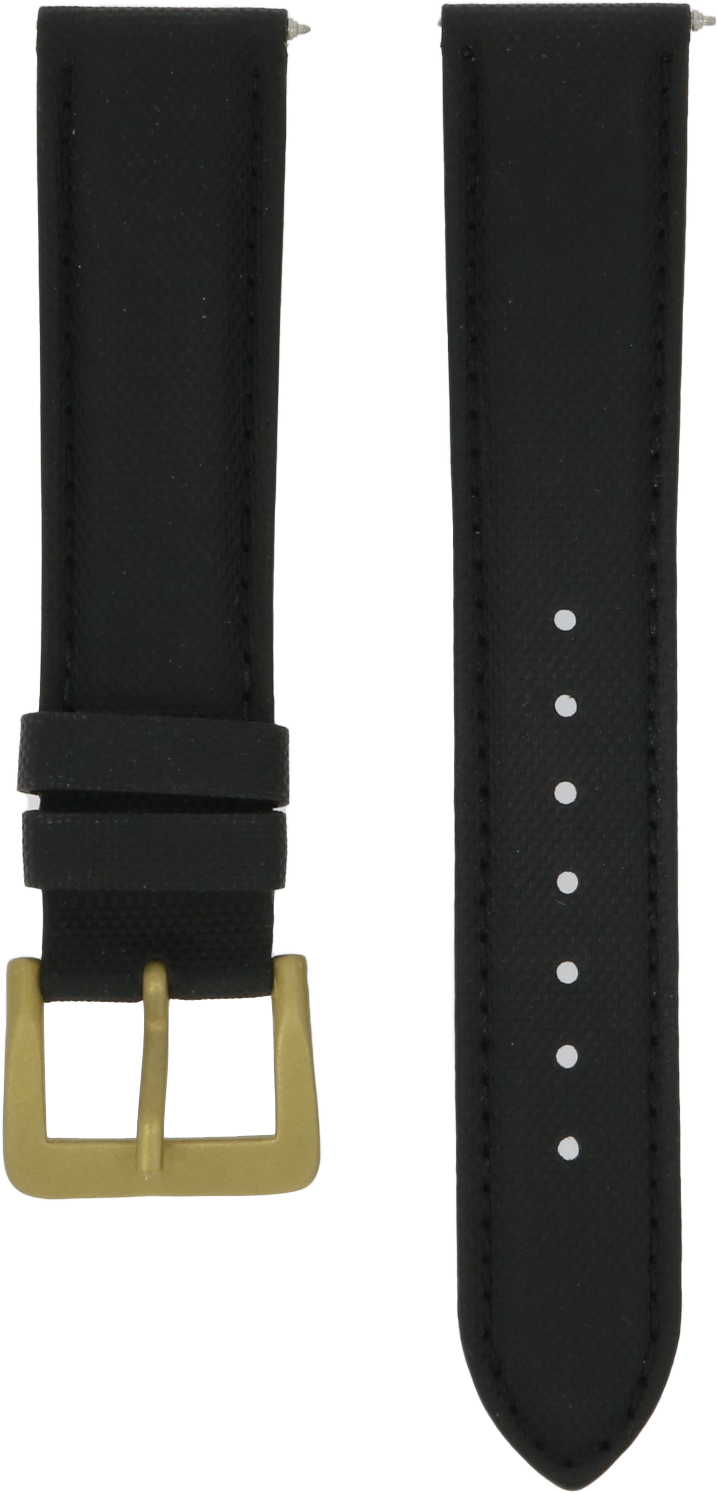 Ventus Black Leather Canvas Strap 20mm Brass Clasp